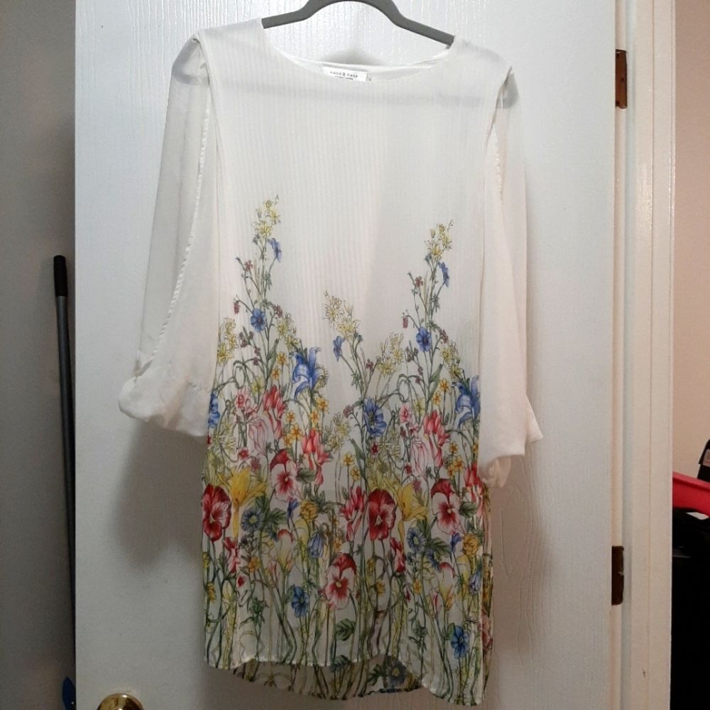 Face face Floral Boho Grandma Core Lighweight Long Lined Blouse Small
